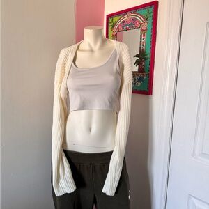 Cropped Cream Shoulder Cardigan